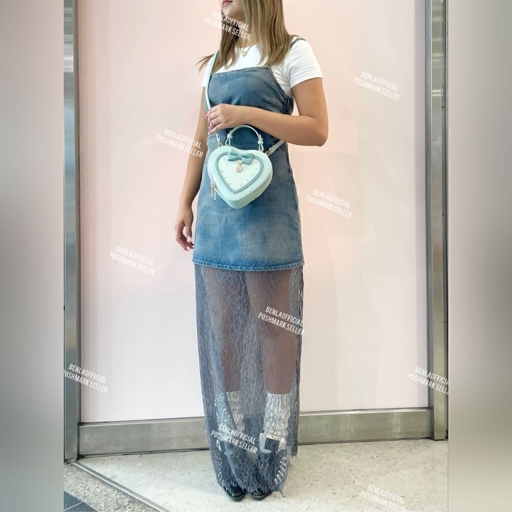 ZARA LACE TRIM DENIM DRESS - Picture 9 of 16
